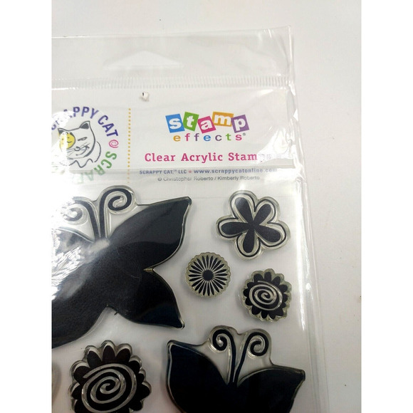 Scrappy Cat Butterfly Creativity Clear Acrylic Cling Stamp Set #460 2005 - Picture 4 of 8